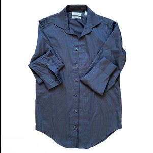 Mens Calvin Klein Grey Slim Fit Non-Iron Long Sleeve Dress Shirt 14.5-32/33